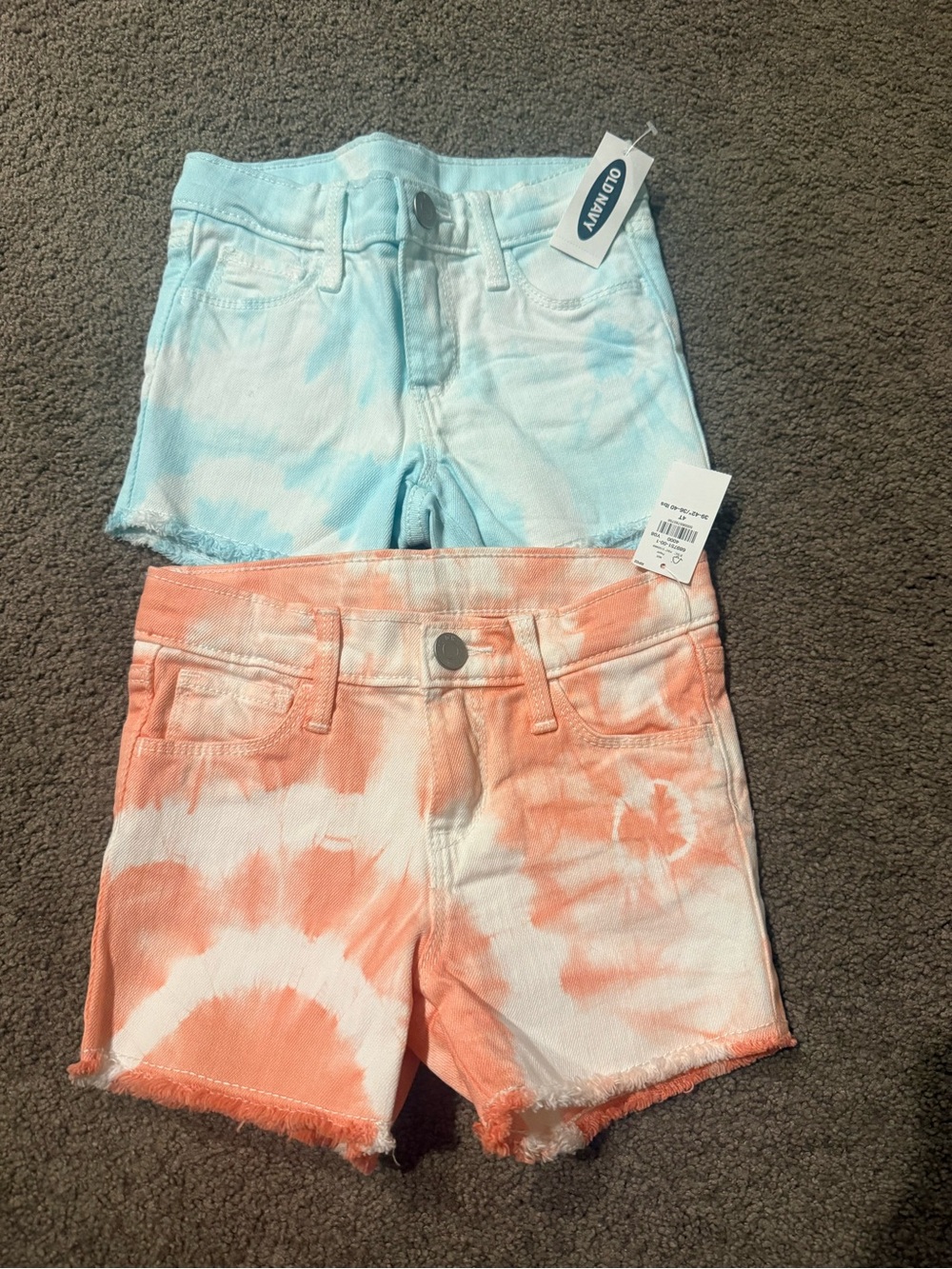 Old Navy Kids Tie-Dye Denim Shorts - Coral & White